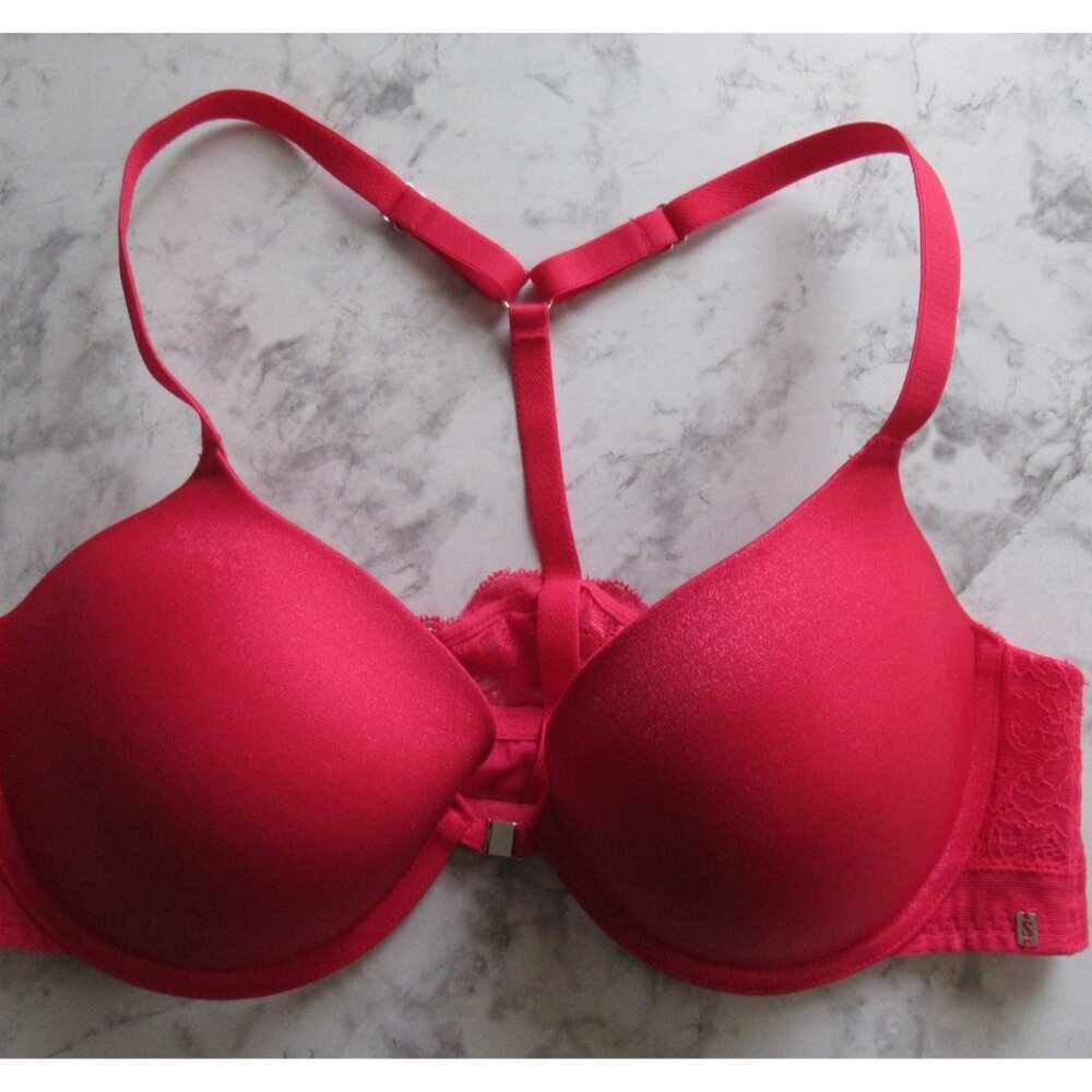 Scandale‎ Paris Bra 38C Pink Padded Racerback Underwire Front Closure